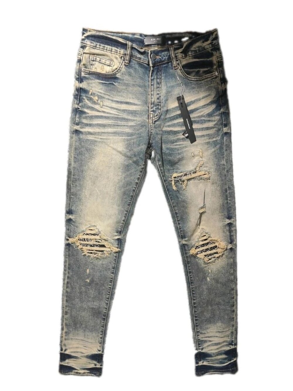 AMIRI Dirty Indigo MX1 Charcoal Bandana Jeans Size 34.L33